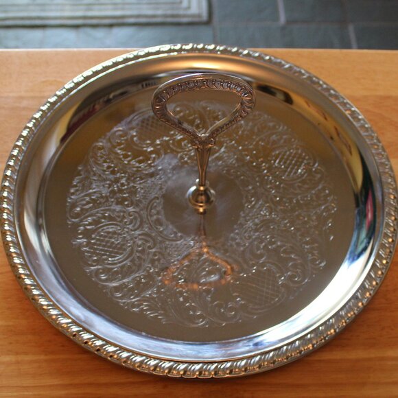 Vintage Irvinware silver chromed serving tray with handle - Picture 1 of 3